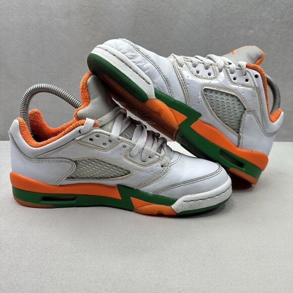 Size 4.5Y / Womens 6 Jordan 5 Retro Low Miami Hurricanes (GS) Brilliant Orange - Picture 5 of 9